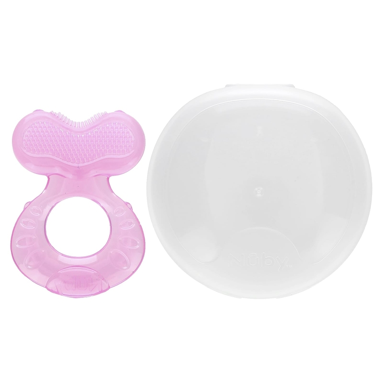 Nuby, Teethe-eez, силиконовые прорезыватели для зубов, для детей от 3 месяцев, розовые, набор из 2 предметов