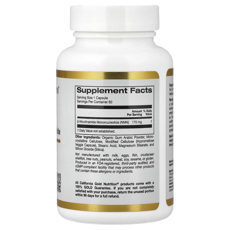 California Gold Nutrition, NMN (никотинамид мононуклеотид), 175 мг, 60 растительных капсул