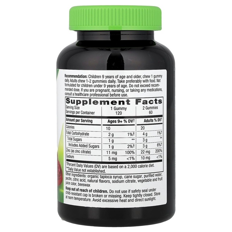 Nature's Way, жевательные таблетки с цинком, ягодный вкус, 120 жевательных таблеток (11 мг в 1 таблетке)