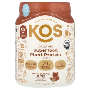 KOS, Органический порошок из растительного белка Superfood, кофе с соленой карамелью, 555 г (1,2 фунта) (Товар снят с продажи) 
