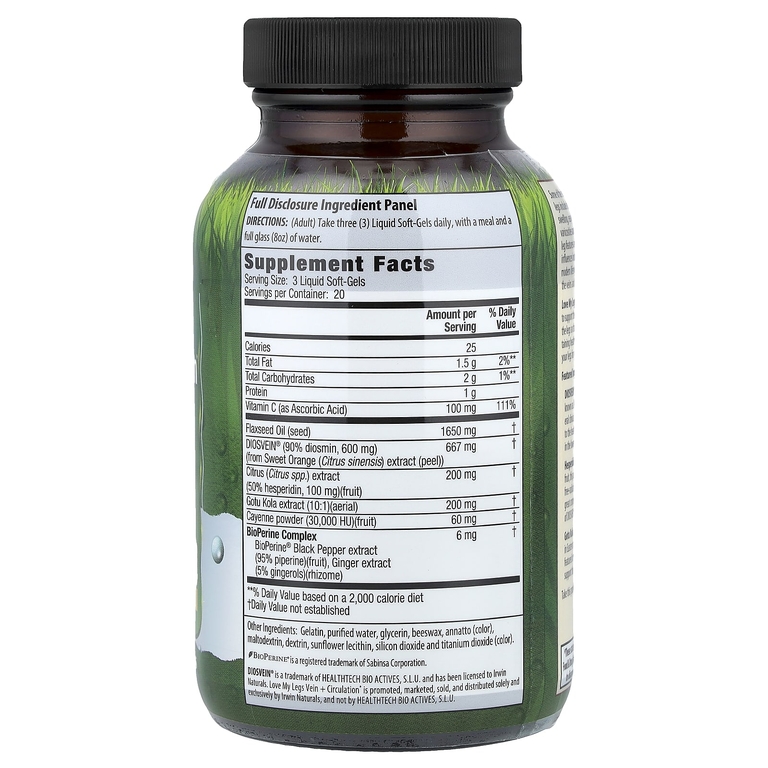 Irwin Naturals, Love My Legs™, добавка для поддержки вен и кровообращения, 60 желатиновых капсул
