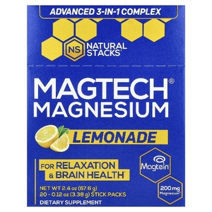Natural Stacks, MagTech®, магний, со вкусом лимонада, 20 пакетиков по 3,38 г (0,12 унции)