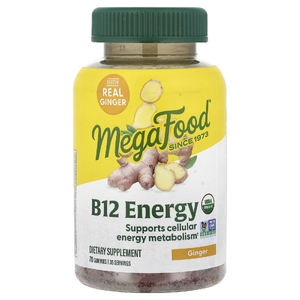 MegaFood, Жевательные таблетки с витамином B12, имбирь, 70 жевательных таблеток