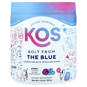 KOS, Bolt From The Blue, энергетическая голубая смесь спирулины, ягоды, 221 г (7,8 унции)