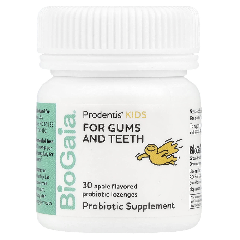 BioGaia, Prodentis Kids®, пастилки с пробиотиками, яблоко, 200 млн КОЕ, 30 пастилок