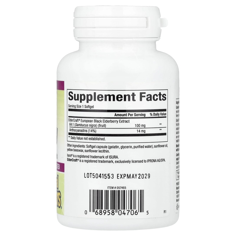 Natural Factors, Ягоды чёрной бузины Sambucus, 100 мг, 60 быстродействующих капсул (Товар снят с продажи) 