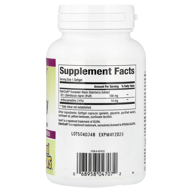 Natural Factors, черная бузина, 100 мг, 120 быстродействующих капсул