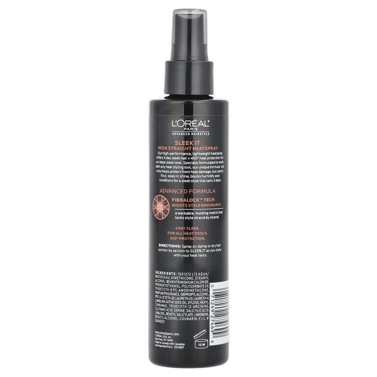 L'Oréal, Advanced Hairstyle, Sleek It Iron Straight Heatspray, термозащитный разглаживающий спрей для волос, 170 мл (5,7 жидк. унции)