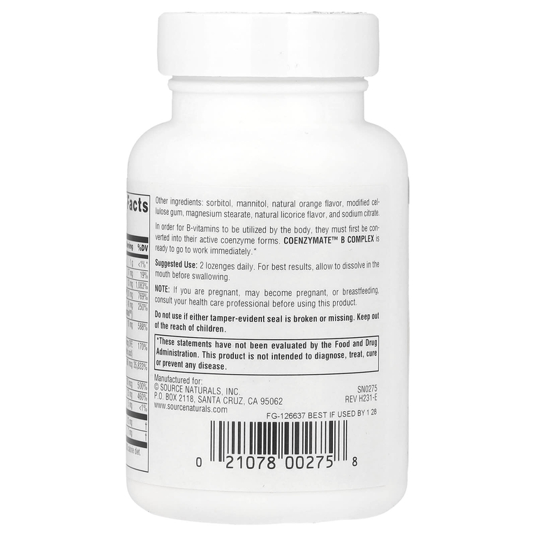 Source Naturals, комплекс витаминов группы B, апельсиновый вкус, 60 пастилок