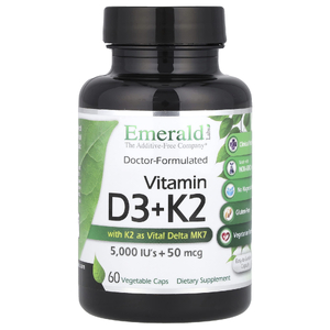 Emerald Laboratories, Витамин D3 и K2, 60 растительных капсул