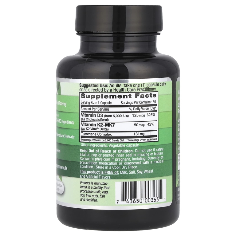 Emerald Laboratories, Витамин D3 и K2, 60 растительных капсул
