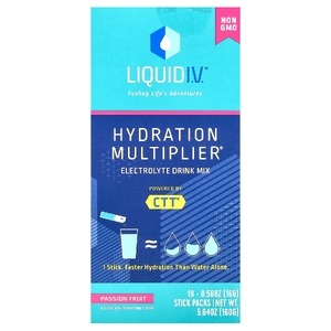 Liquid I.V., Hydration Multiplier, смесь для приготовления электролитического напитка, маракуйя, 10 пакетиков по 16 г (0,56 унции)