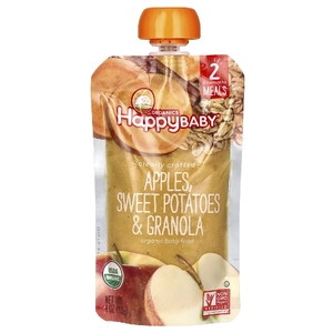 Happy Family Organics, Happy Baby®, органическое детское питание, для детей от 6 месяцев, яблоки, батат и гранола, 113 г (4 унции)