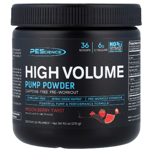 PEScience, High Volume, порошок для помпы, без кофеина, дыня и ягоды, 270 г (9,5 унции)