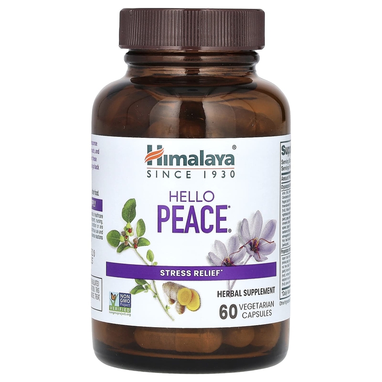 Himalaya, Hello Peace, средство для снятия стресса, 60 вегетарианских капсул