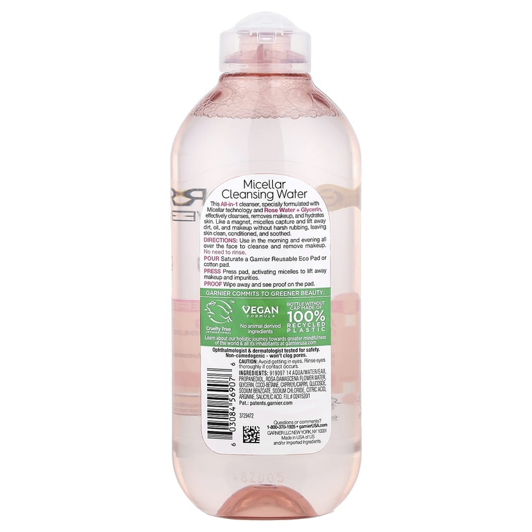 Garnier, SkinActive, мицеллярная очищающая вода с розовой водой и глицерином, 400 мл (13,5 жидк. унции)