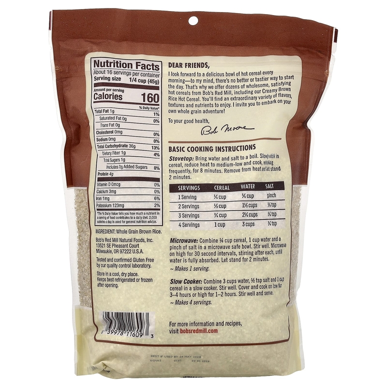 Bob's Red Mill, Сливочная хлеба из коричневого риса, 26 унций (737 г)