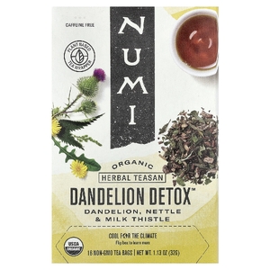 Numi Tea, Organic Dandelion Detox™, без кофеина, 16 чайных пакетиков без ГМО, 32 г (1,13 унции)