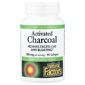 Natural Factors, Активированный уголь, 90 мягких таблеток (250 мг в каждой капсуле)