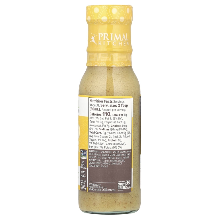 Primal Kitchen, Медово-горчичный винегрет и маринад с маслом авокадо, 236 мл (8 жидк. унц.)