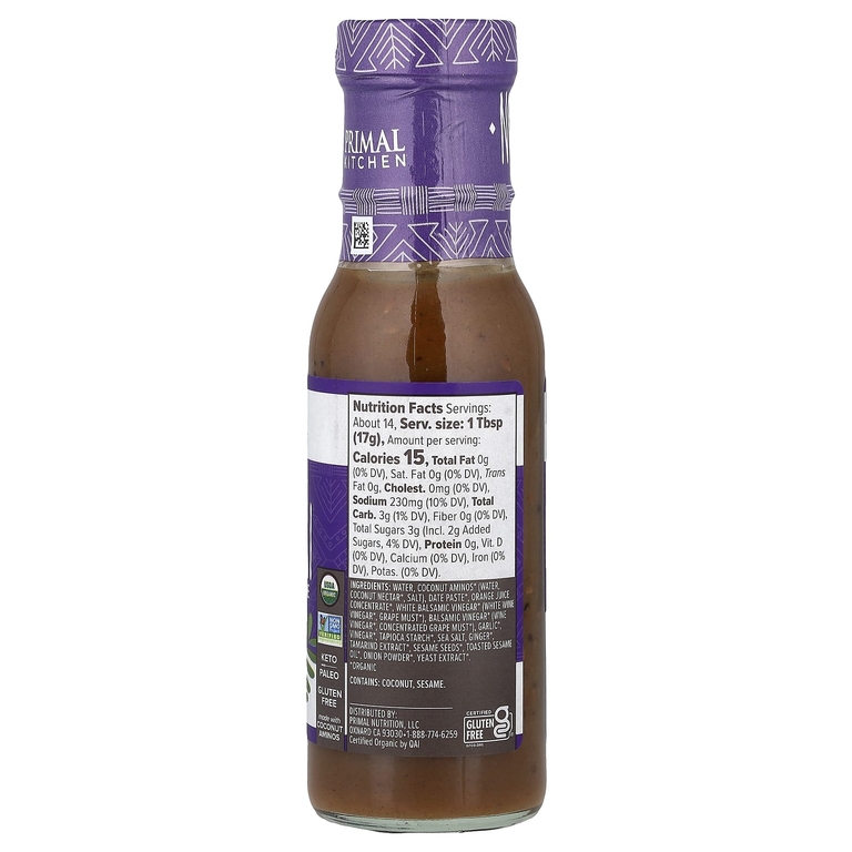 Primal Kitchen, соус терияки и маринад без сои, 241 г (8,5 унции)