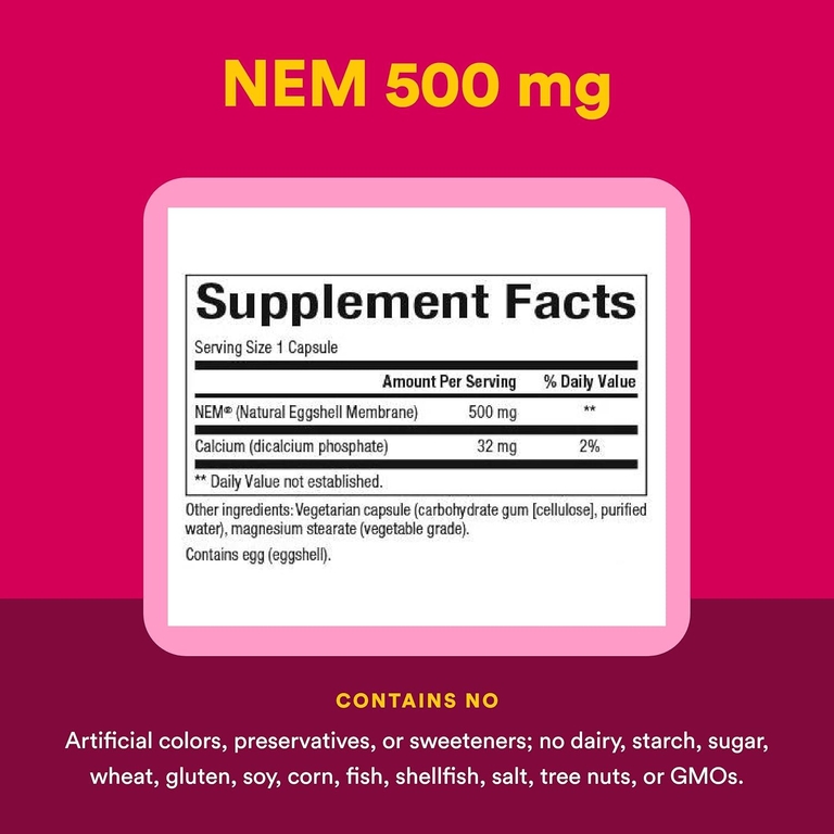 Natural Factors, NEM, натуральная оболочка из яичной скорлупы, 60 вегетарианских капсул