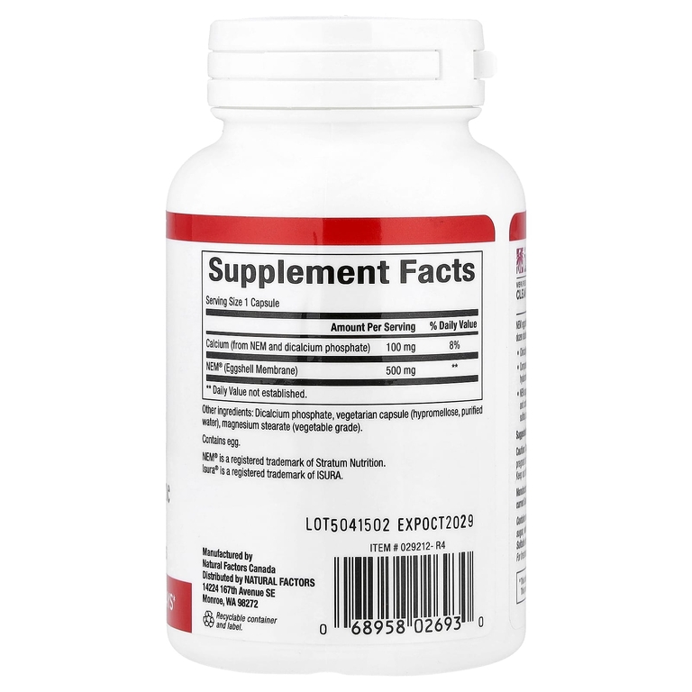 Natural Factors, NEM, натуральная оболочка из яичной скорлупы, 60 вегетарианских капсул
