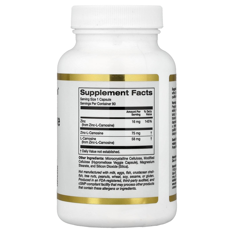 California Gold Nutrition, комплекс с цинк-L-карнозином, 90 вегетарианских капсул