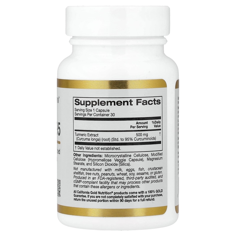 California Gold Nutrition, куркумин 95, 30 растительных капсул (500 мг в 1 капсуле)