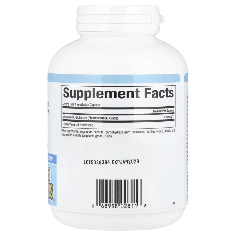 Natural Factors, микронизированный L-глютамин, 1000 мг, 180 вегетарианских капсул