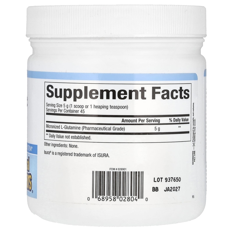 Natural Factors, микронизированный L-глютамин в виде порошка, 226 г (8 унций)