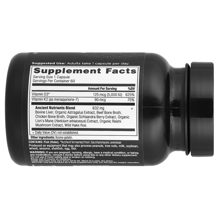 Ancient Nutrition, Витамин D, 60 капсул