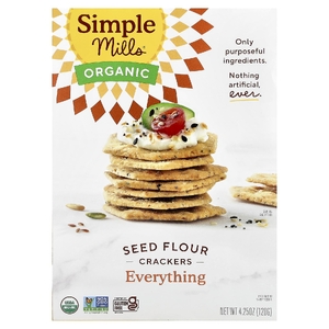 Simple Mills, Крекеры из органической муки, все, 4,25 унции (120 г)