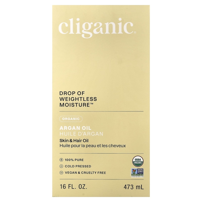 Cliganic, Drop of Weightless Moisture™, органическое аргановое масло, 473 мл (16 жидк. унций)