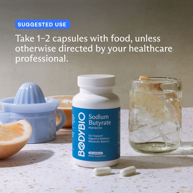 BodyBio, бутират натрия, 60 капсул