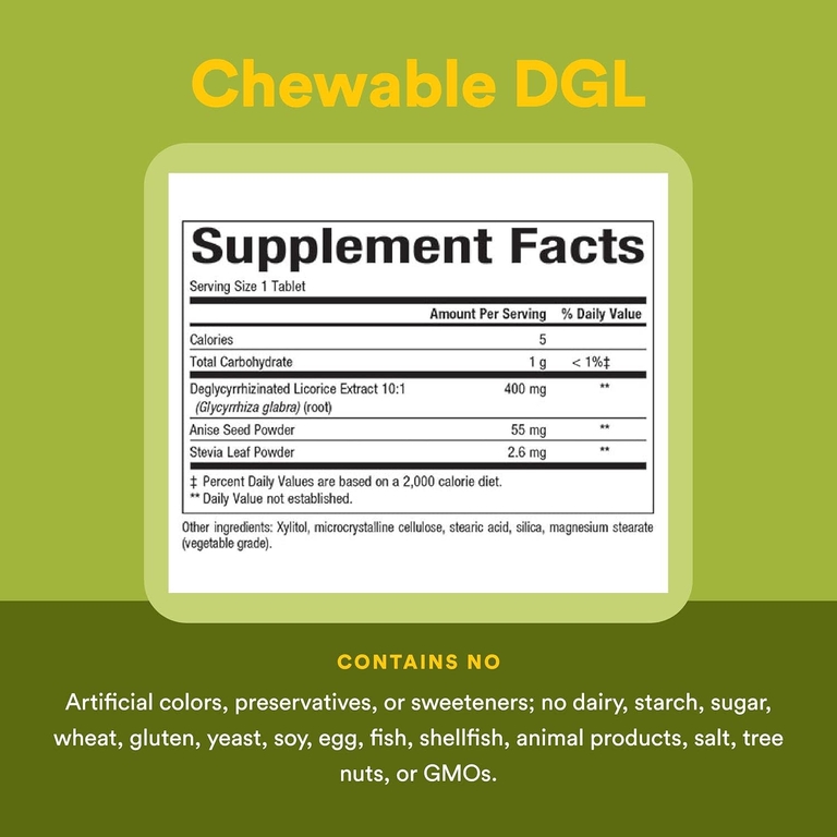 Natural Factors, DGL, деглицирризированный экстракт корня солодки, 180 жевательных таблеток