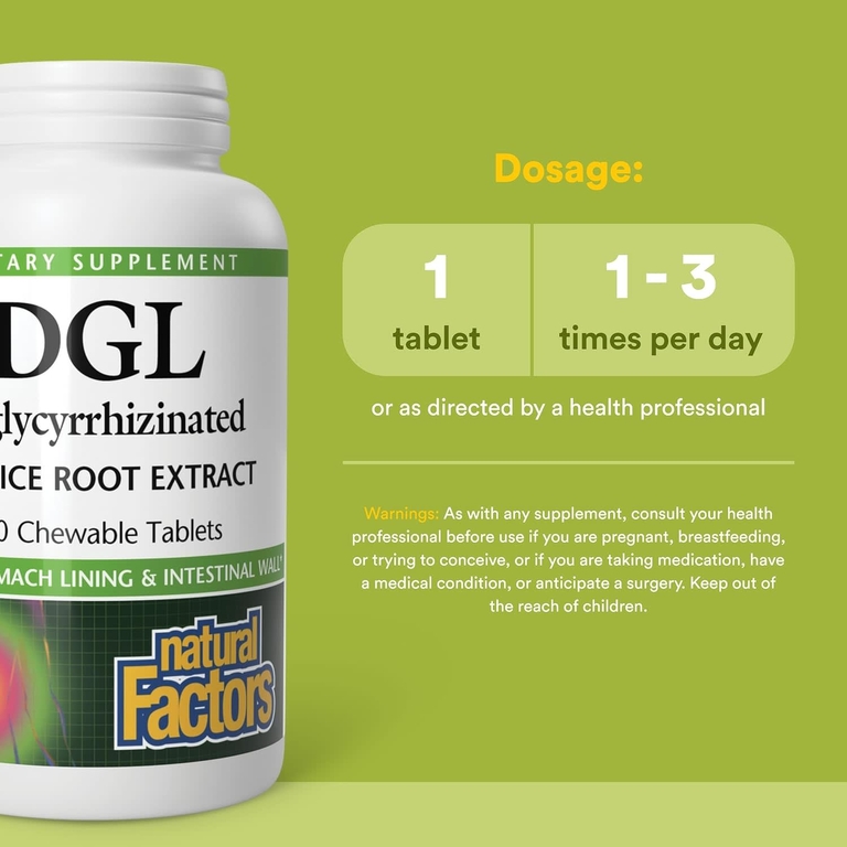 Natural Factors, DGL, деглицирризированный экстракт корня солодки, 180 жевательных таблеток