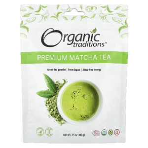 Organic Traditions, Премиум зеленый чай матча, 3,5 унции (100 г)