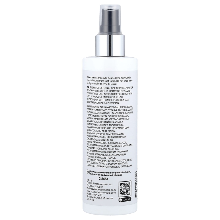 Advanced Clinicals, Keratin Smooth & Shine, несмываемый кондиционер для гладкости и блеска волос, 237 мл (8 жидк. унций)