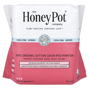 The Honey Pot Company, прокладки с крылышками с травами, ночные для послеродового периода, 12 шт.