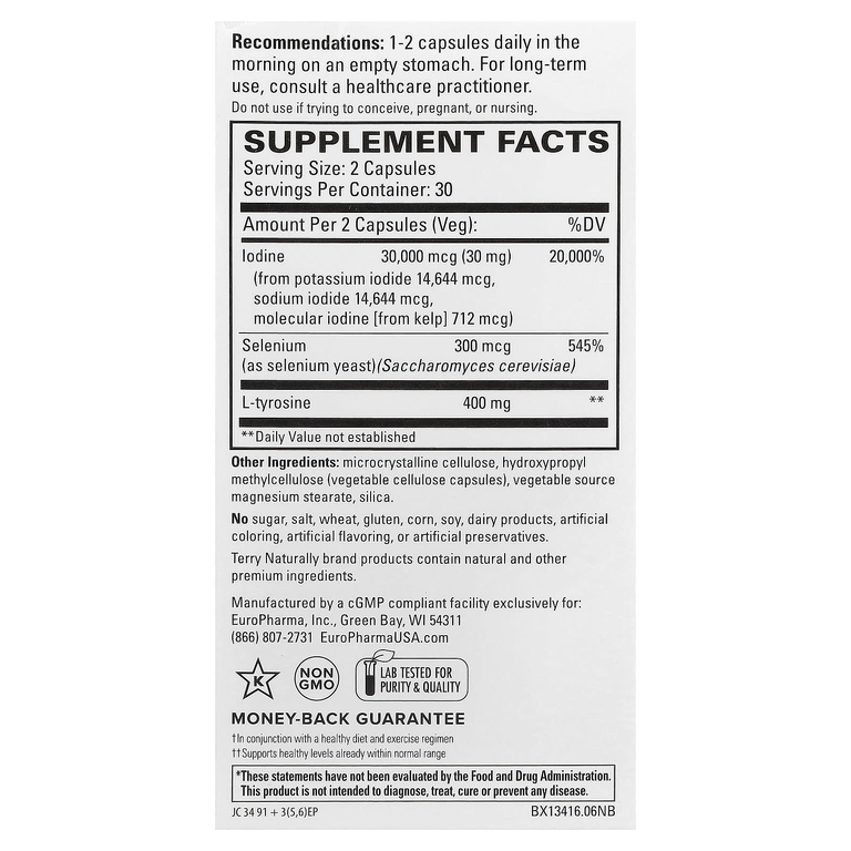 Terry Naturally, Thyroid Care™ Plus с селеном, 60 капсул