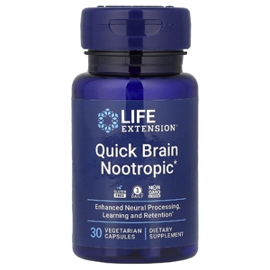 Life Extension, Quick Brain, ноотропный препарат, 30 вегетарианских капсул