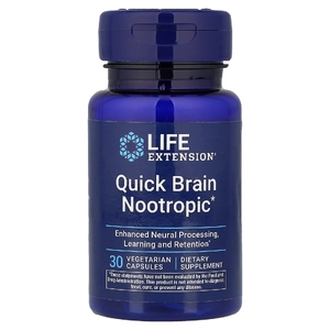 Life Extension, Quick Brain, ноотропный препарат, 30 вегетарианских капсул