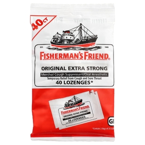 Fisherman's Friend, Леденцы с ментолом для подавления кашля, оригинальные, очень крепкие, 40 леденцов
