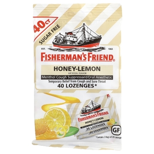 Fisherman's Friend, средство от кашля с ментолом для пероральной анестезии, мед и лимон, 40 леденцов