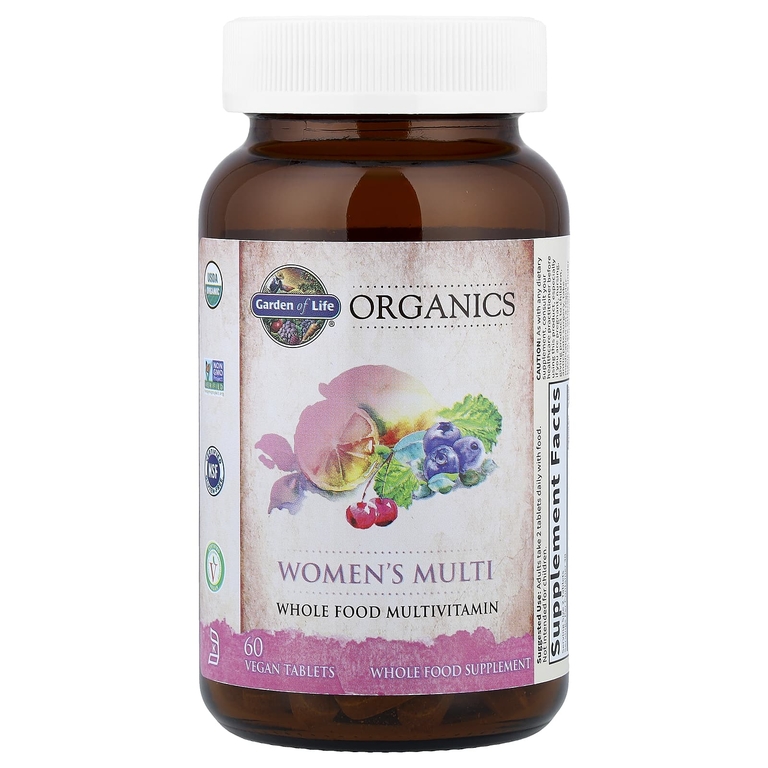 Garden of Life, Organics, мультивитамины для женщин, 60 веганских таблеток