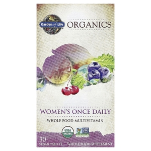 Garden of Life, Organics, мультивитамины из цельных продуктов для женщин, одна таблетка в день, 30 веганских таблеток