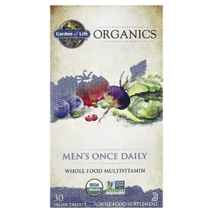 Garden of Life, Organics, мультивитамины для мужчин, одна таблетка в день, 30 веганских таблеток