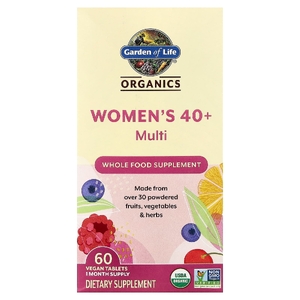 Garden of Life, Organics, мультивитамины для женщин от 40 лет, 60 веганских таблеток