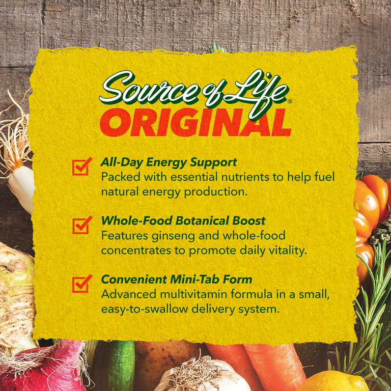 NaturesPlus, Source of Life®, оригинальные мини-таблетки, мультивитаминная и минеральная добавка, 90 таблеток